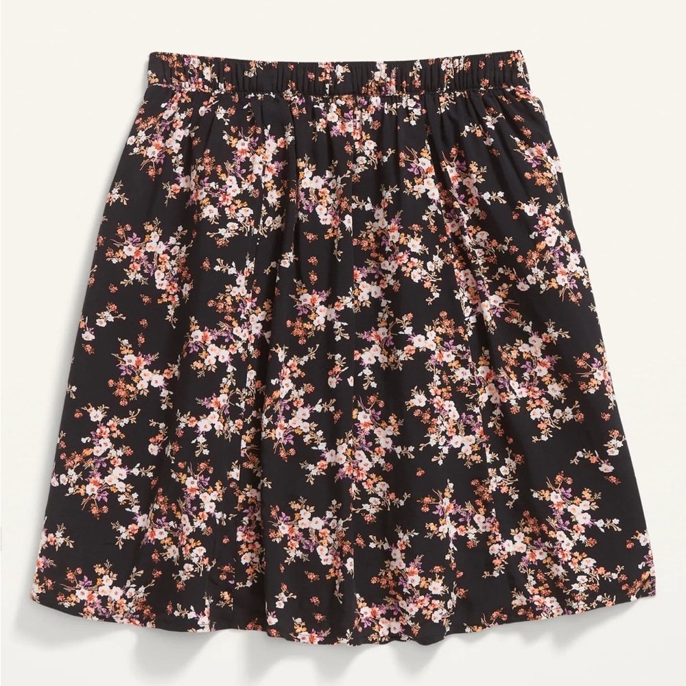 Floral-Print A-Line Mini Skirt